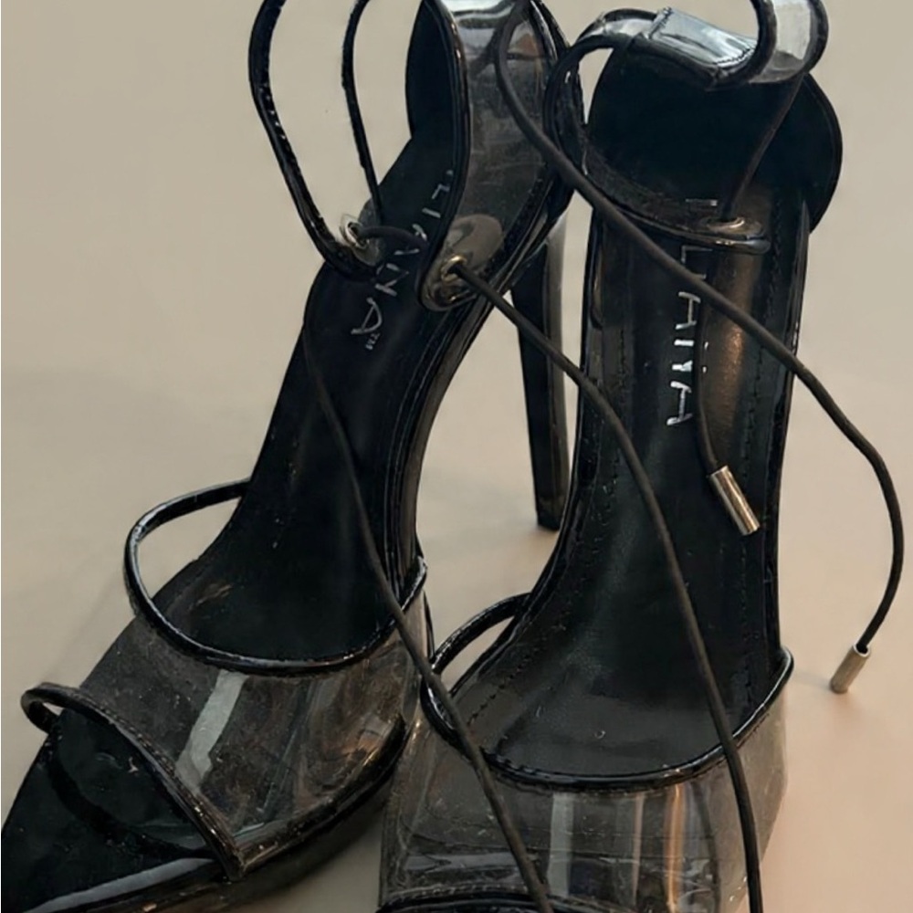 Miss Lola: Black Strappy Heels